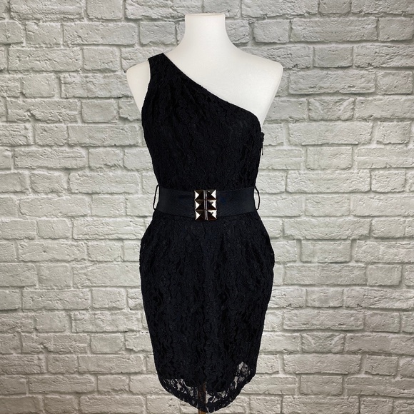 Forever 21 Belted Lace One Shoulder Cocktail Dress - Picture 1 of 6